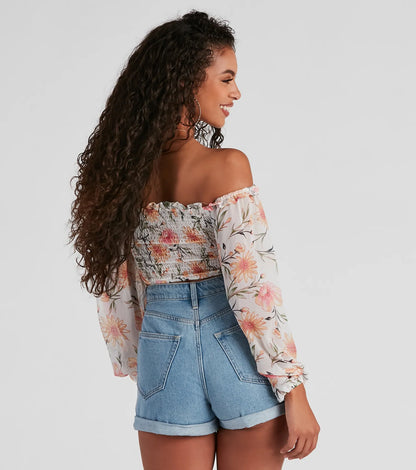 Floral Story Chiffon Corset Top