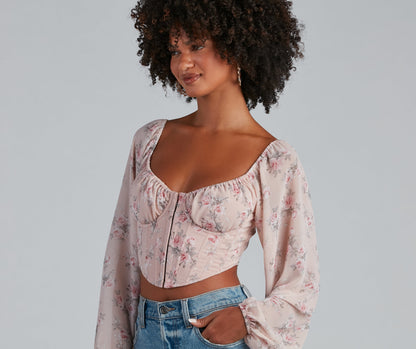 In Full Bloom Floral Crepe Bustier