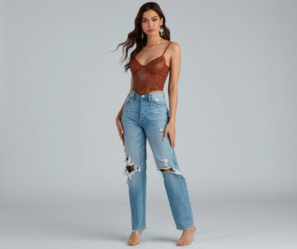 Cowgirl Chic Faux Leather Bustier