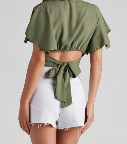 Flirt With Me Flutter Sleeve Top