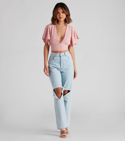 Flirt With Me Flutter Sleeve Top
