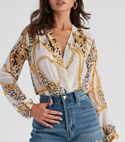 Wild One Chiffon Surplice Bodysuit