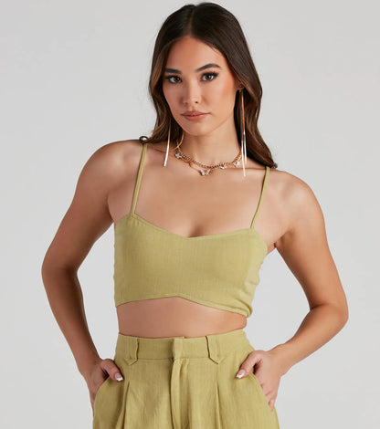 On The Move Linen Crop Top