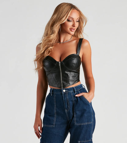 Sleek Desire Faux Leather Corset