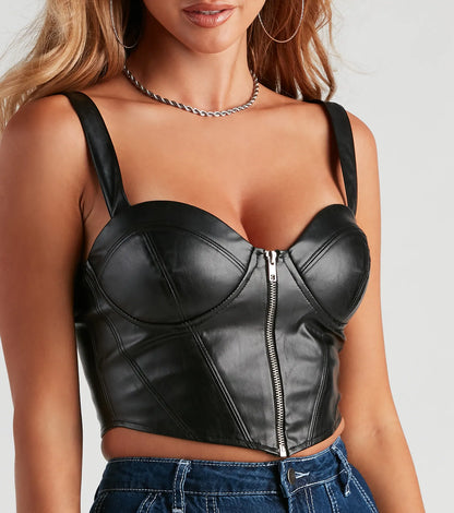 Sleek Desire Faux Leather Corset