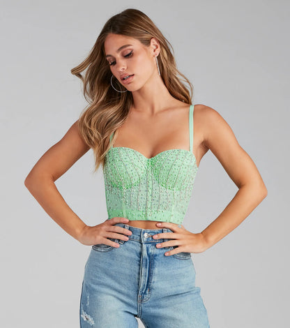 Gleam And Glow Rhinestone And Pearl Bustier