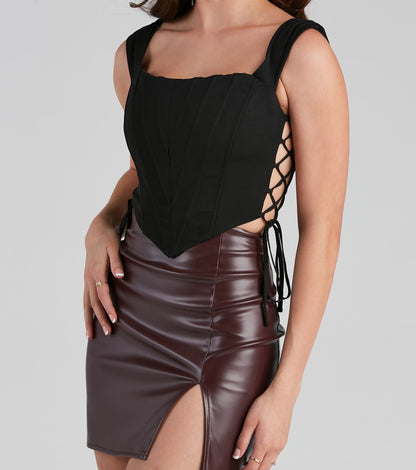 Lace Me Up Draped Bustier Top
