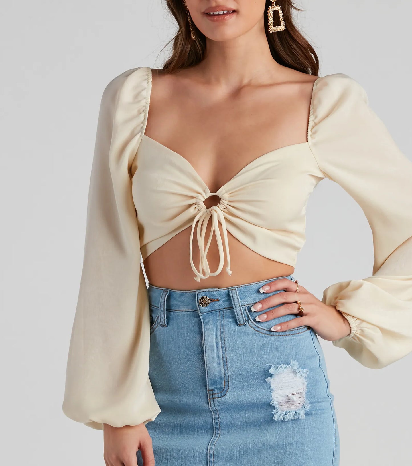 Silky Splendor Tie-Front Crop Top