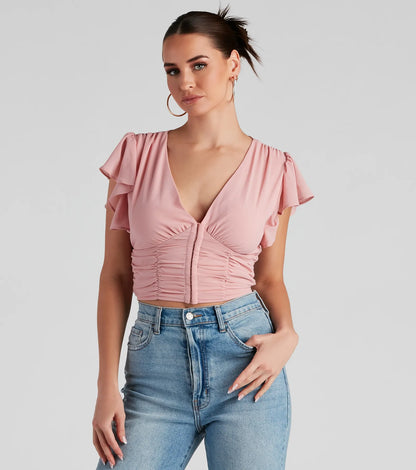 Major Flirt Ruched Chiffon Blouse