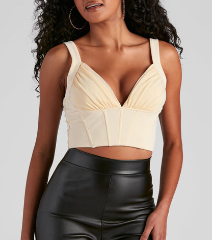Front Row V-Neck Ponte Corset Top