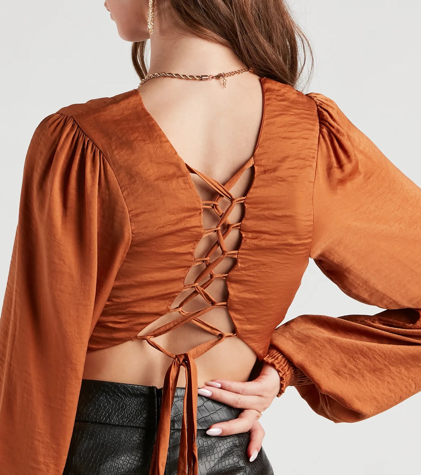 Dreamy Date Vibes Satin Cropped Blouse