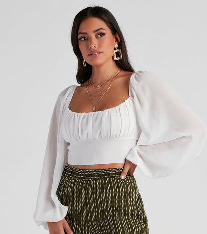 Chic Airy Chiffon Cropped Blouse