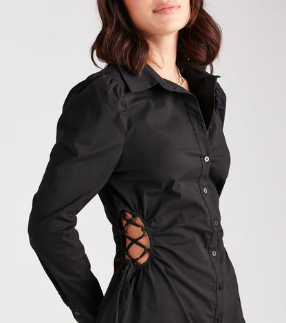 Stylish Surprise Lattice Side Tunic Top