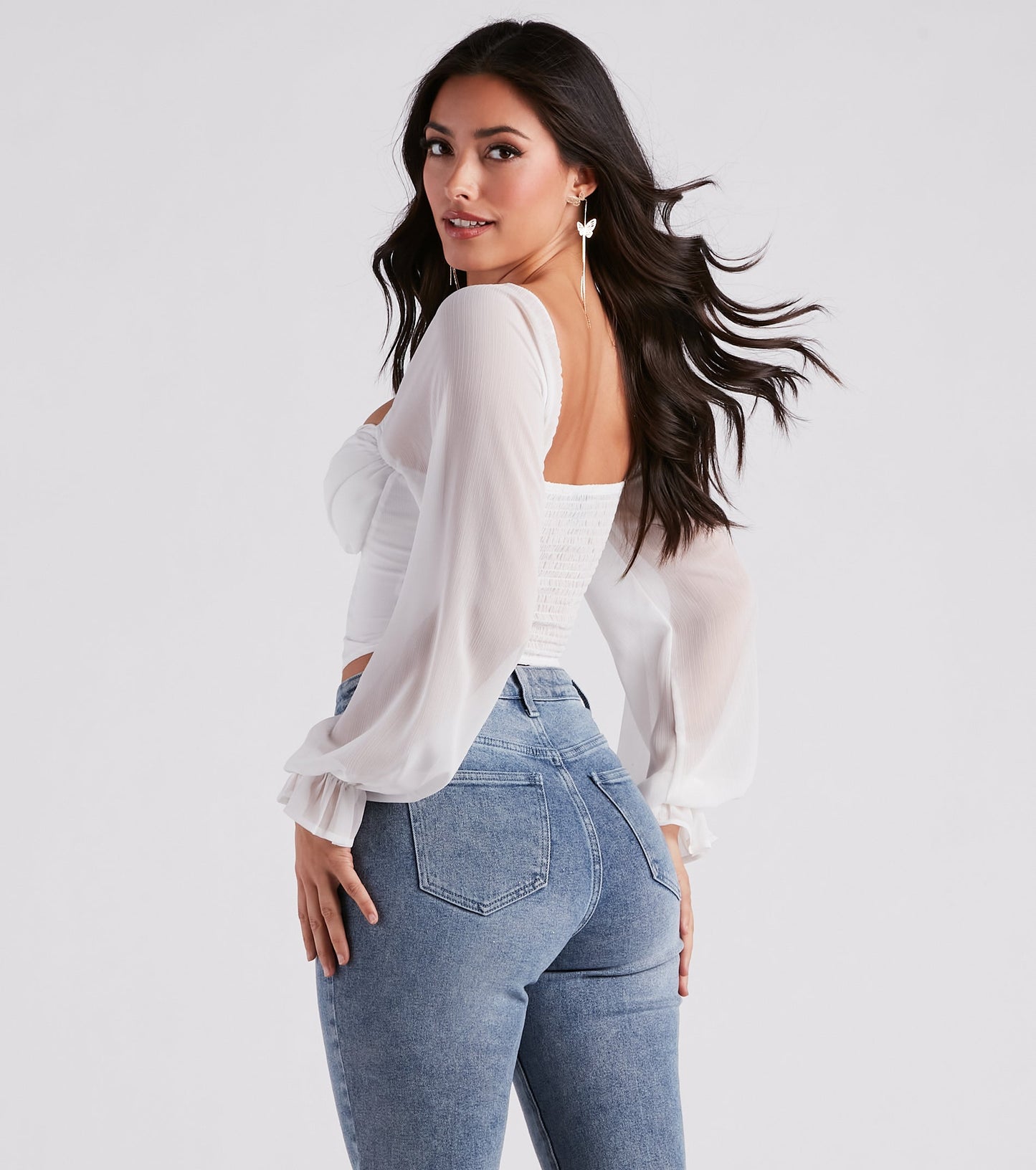 Breezy Chiffon Cropped Corset Blouse