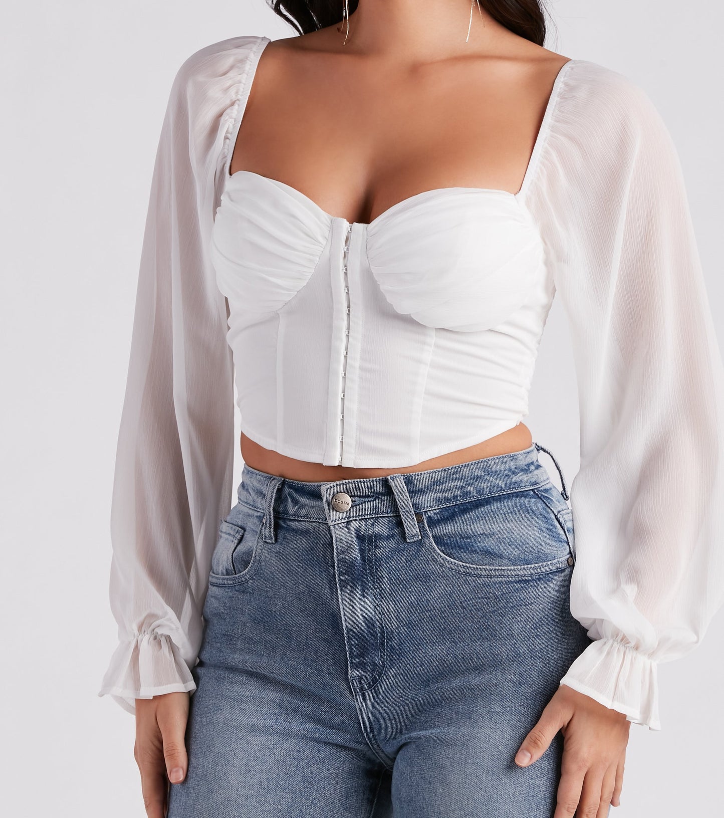 Breezy Chiffon Cropped Corset Blouse