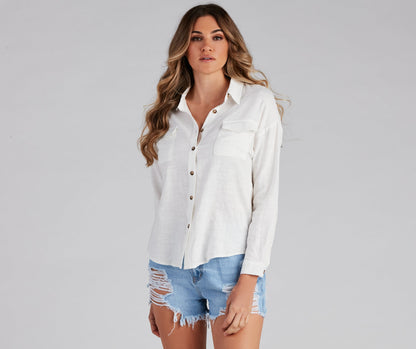 Beach Side Button-Front Linen Shirt