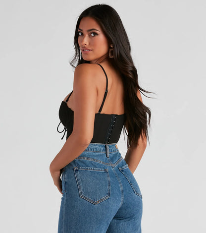 Sultry Deets Lace-Up Corset Top