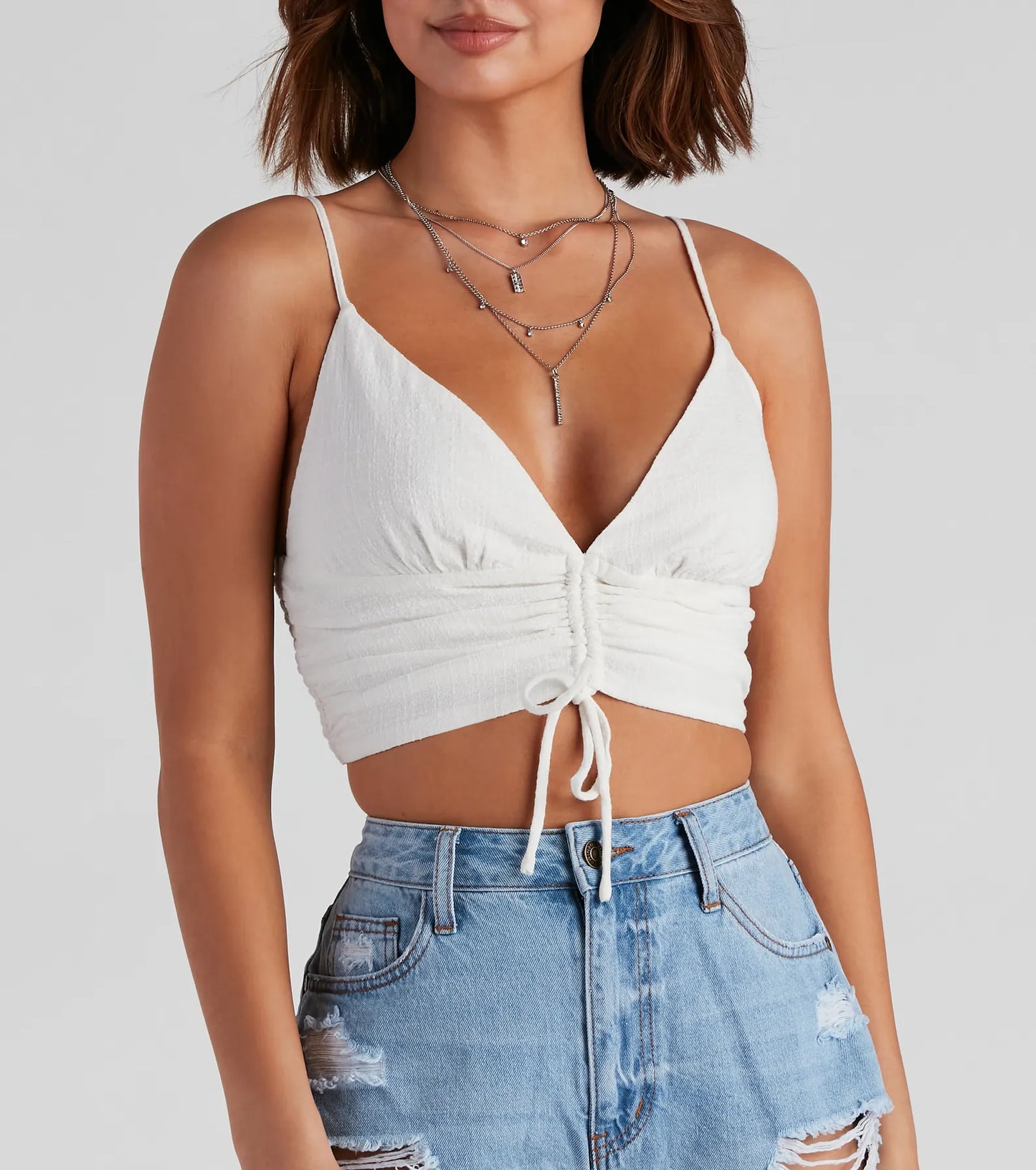 Vacay Cotton V-Neck Crop Top