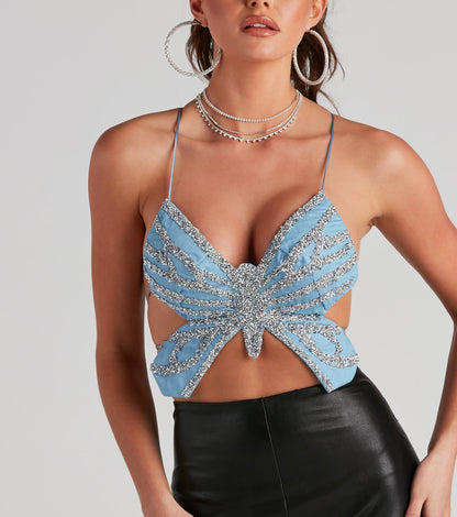 Glam Icon Butterfly Crop Top