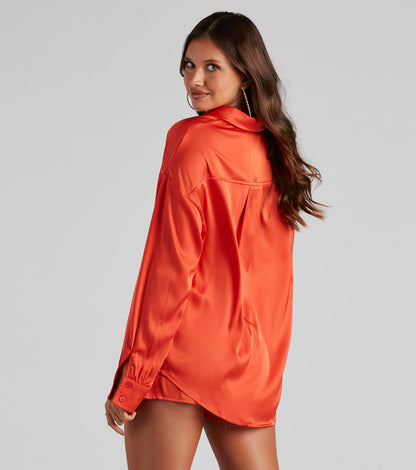Stylishly Sleek Satin Button Down Top