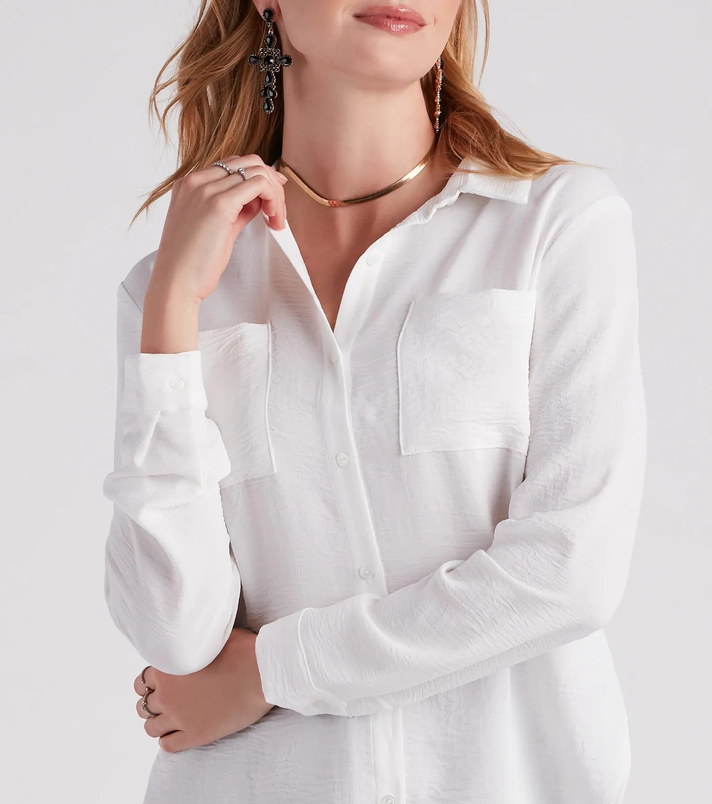 Chic Bliss Long Sleeve Button Up Top