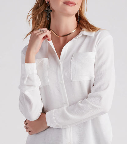 Chic Bliss Long Sleeve Button Up Top