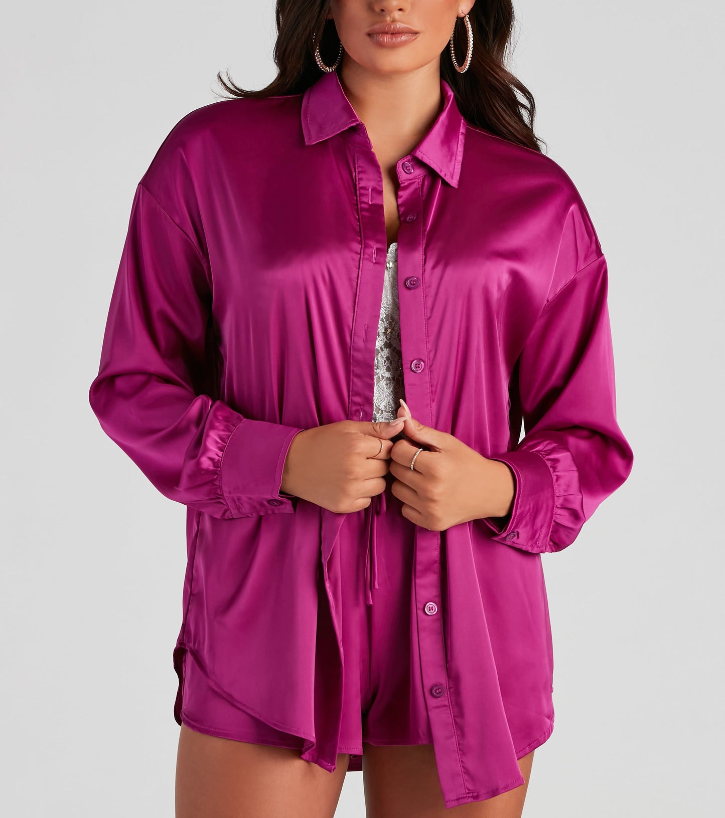 Stylishly Sleek Satin Button Down Top