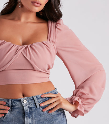 Talk About Breezy Chiffon Crop Top