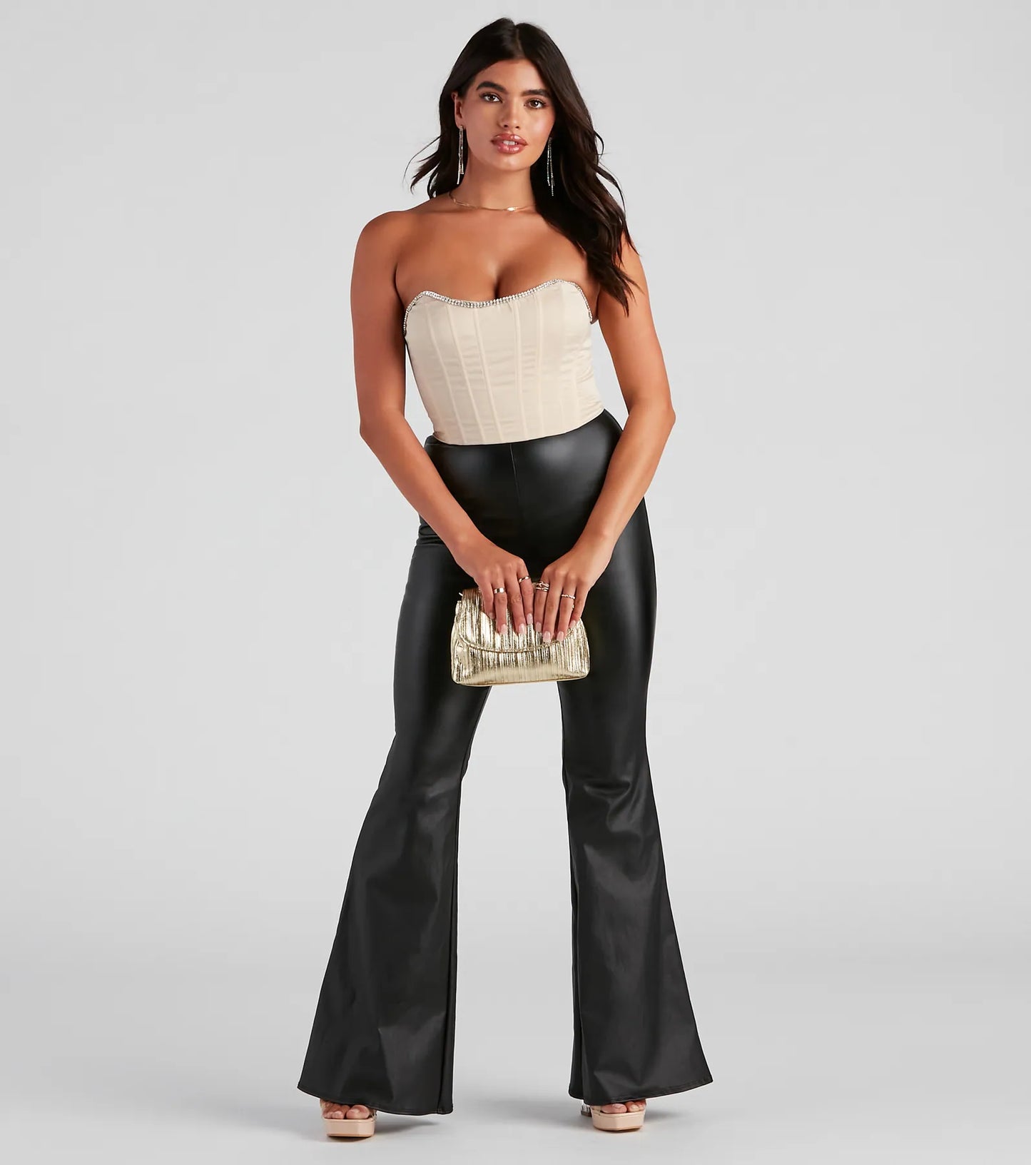 Cause For Rhinestone Trim Bustier