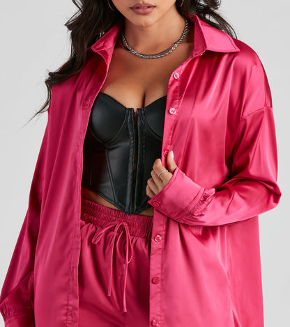 Stylishly Sleek Satin Button Down Top