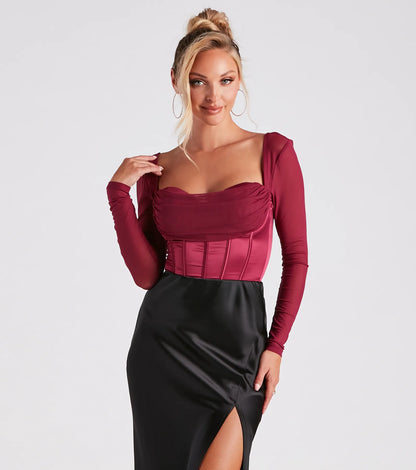 Sultry Swoon Satin Mesh Corset