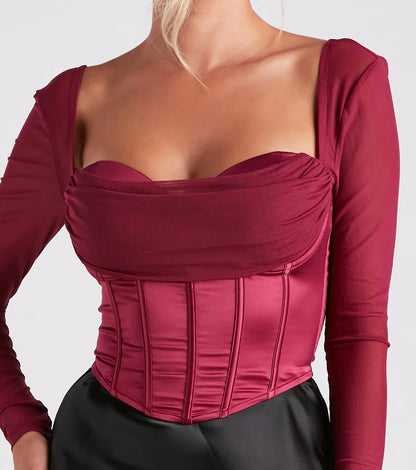 Sultry Swoon Satin Mesh Corset