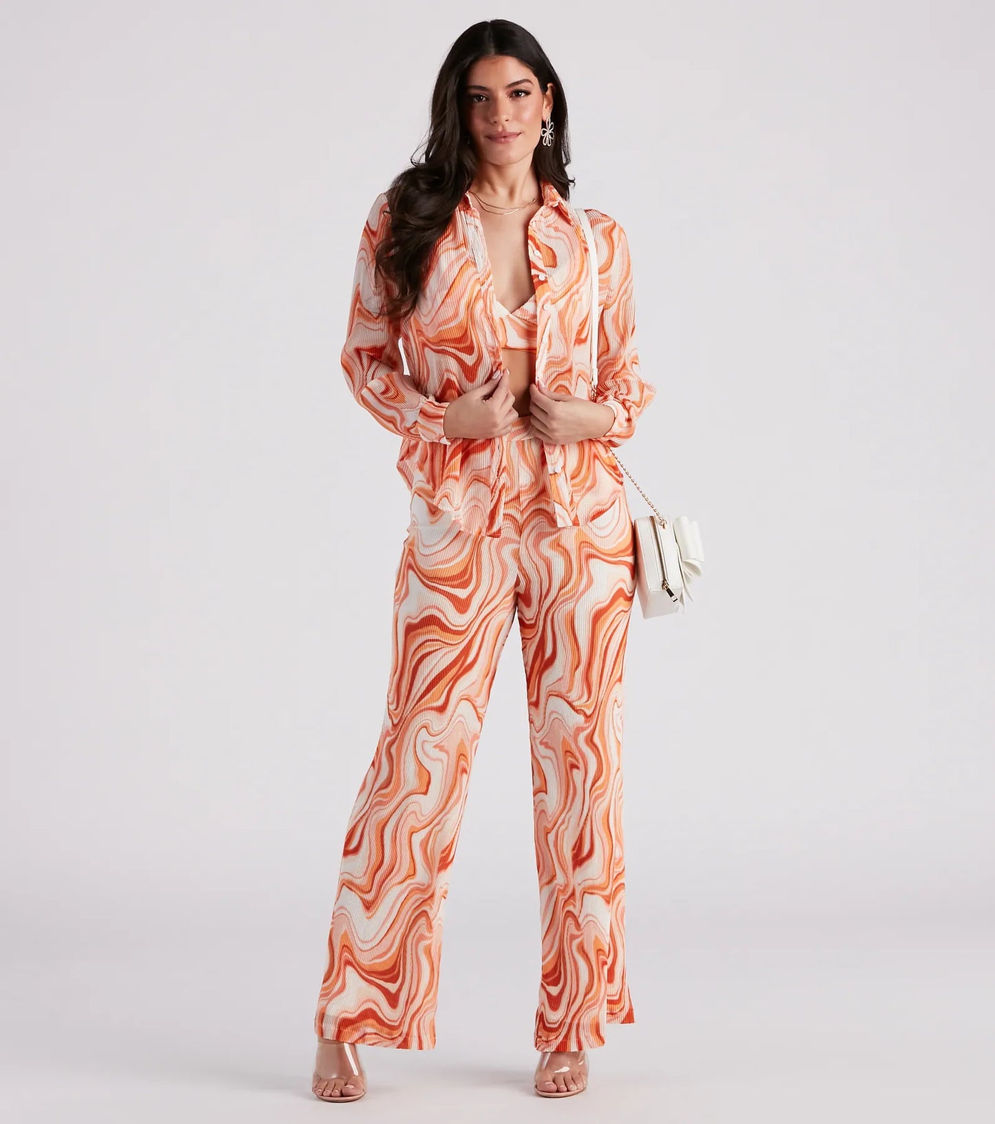 Spring Break Vibes Pleated Button-Down Top