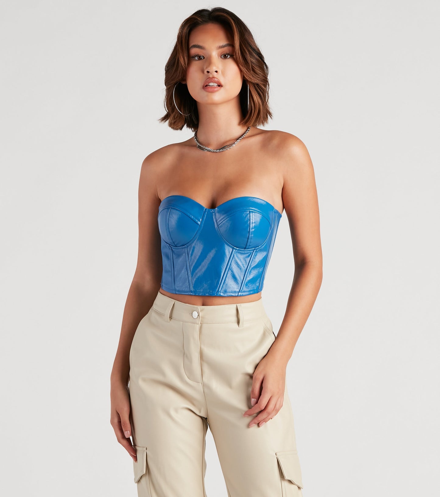 Social Cutie Faux Leather Corset Tube Top