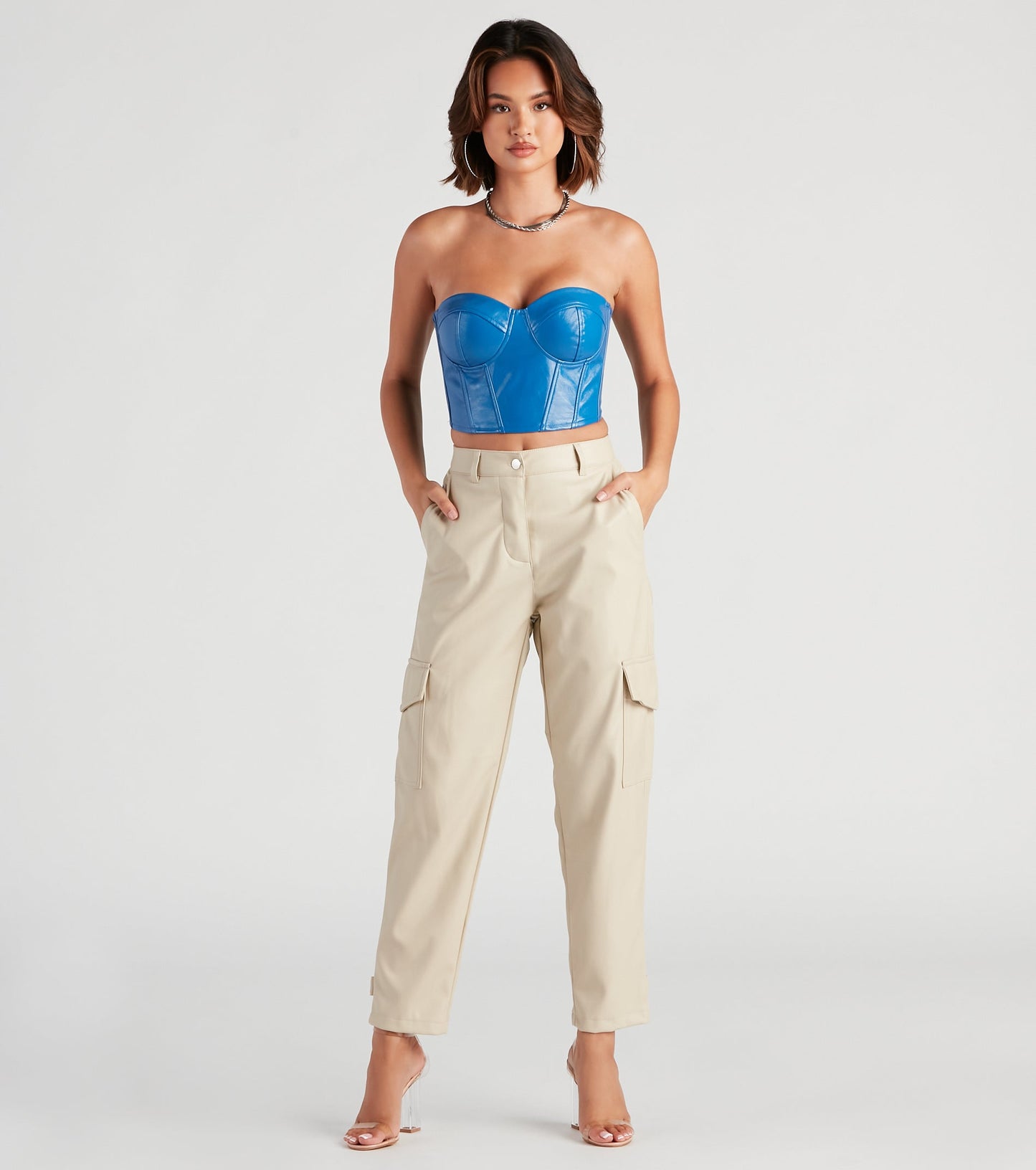 Social Cutie Faux Leather Corset Tube Top