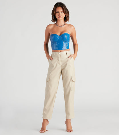 Social Cutie Faux Leather Corset Tube Top