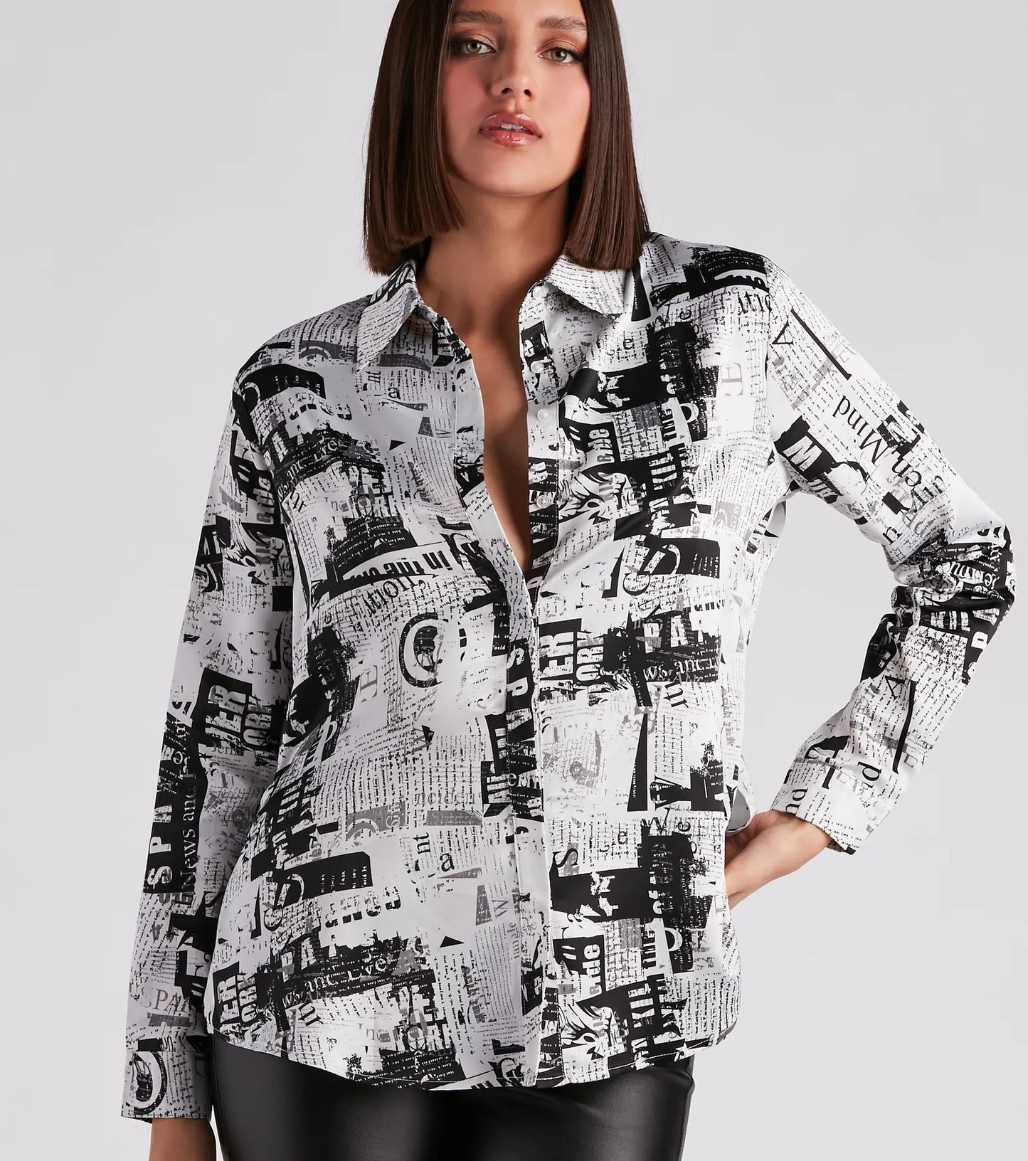 Daily Scoop Satin Newspaper Top