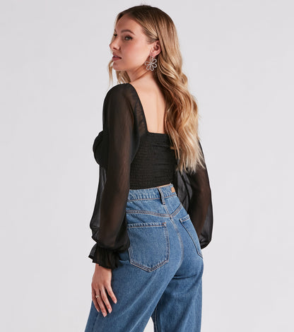 Breezy Chiffon Cropped Corset Blouse