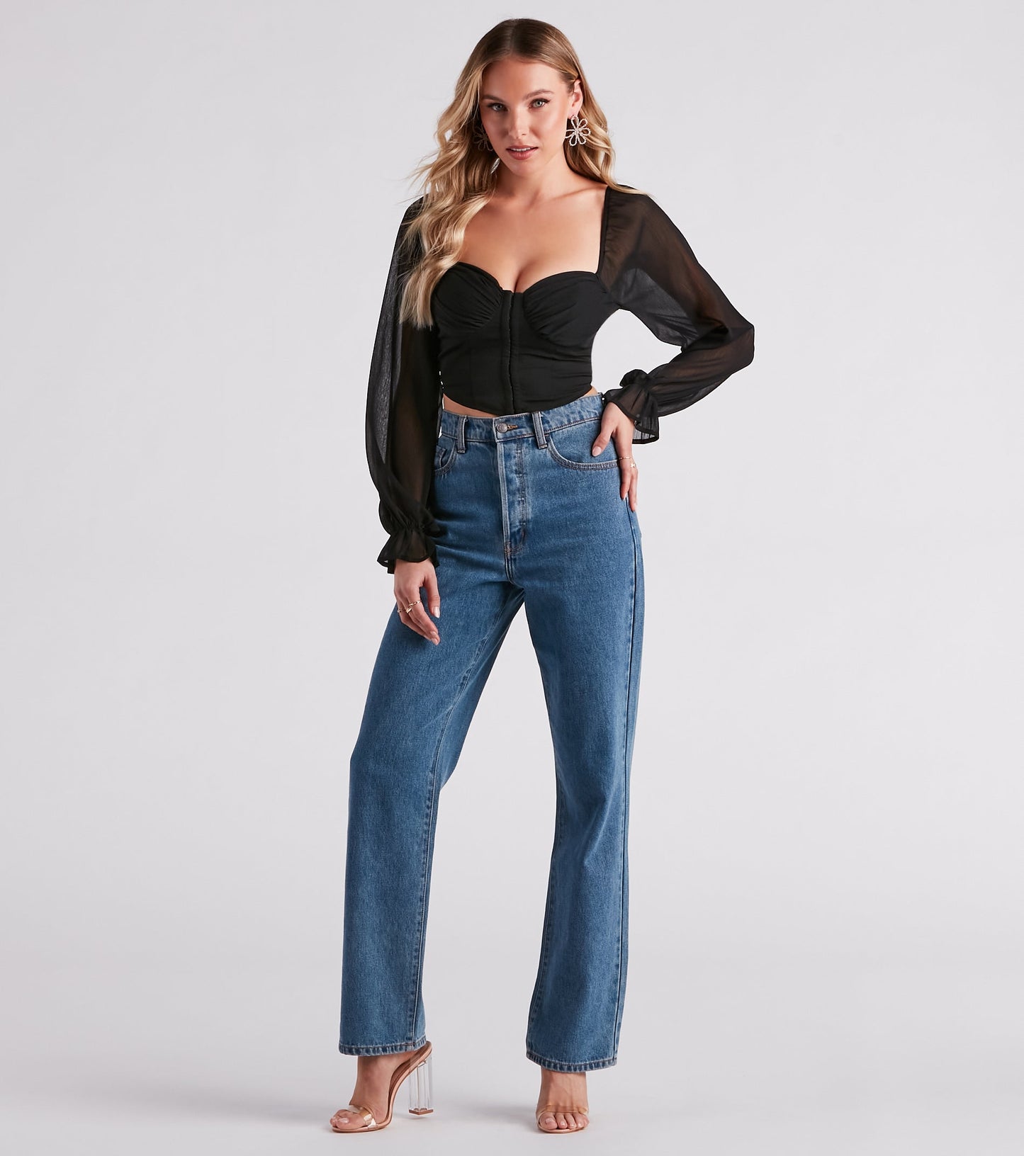 Breezy Chiffon Cropped Corset Blouse