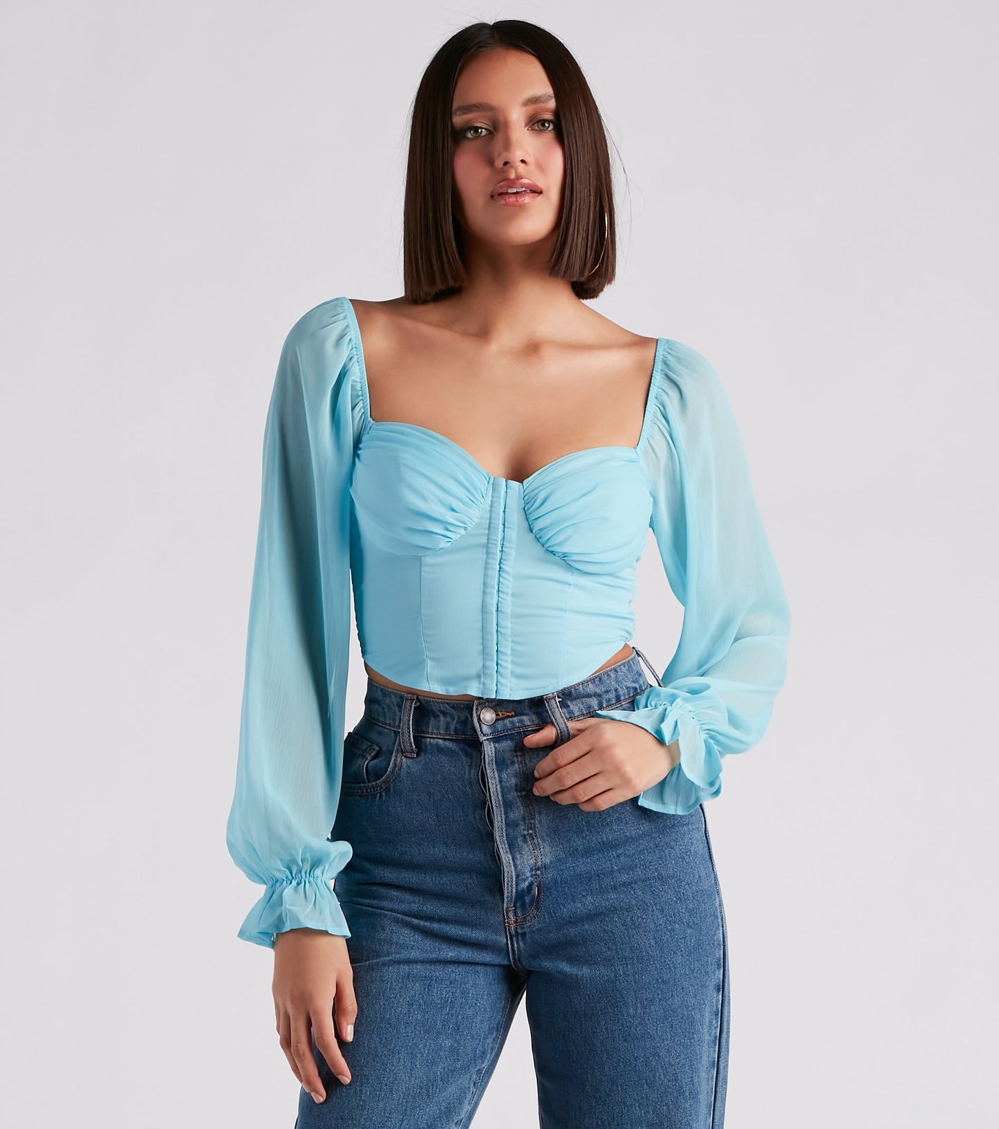 Breezy Chiffon Cropped Corset Blouse