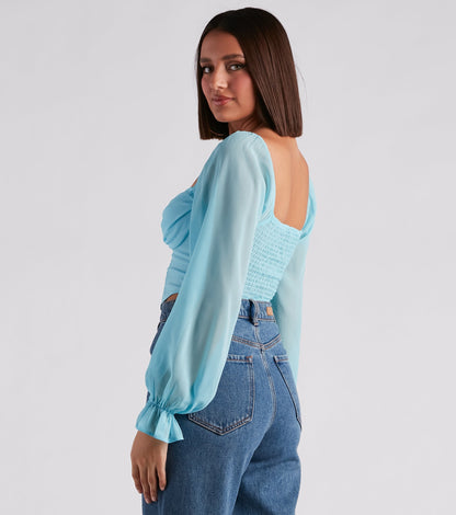 Breezy Chiffon Cropped Corset Blouse