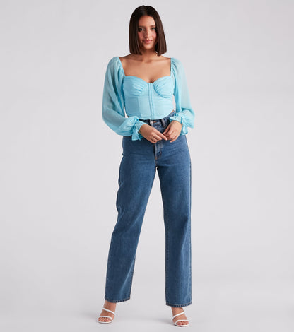Breezy Chiffon Cropped Corset Blouse