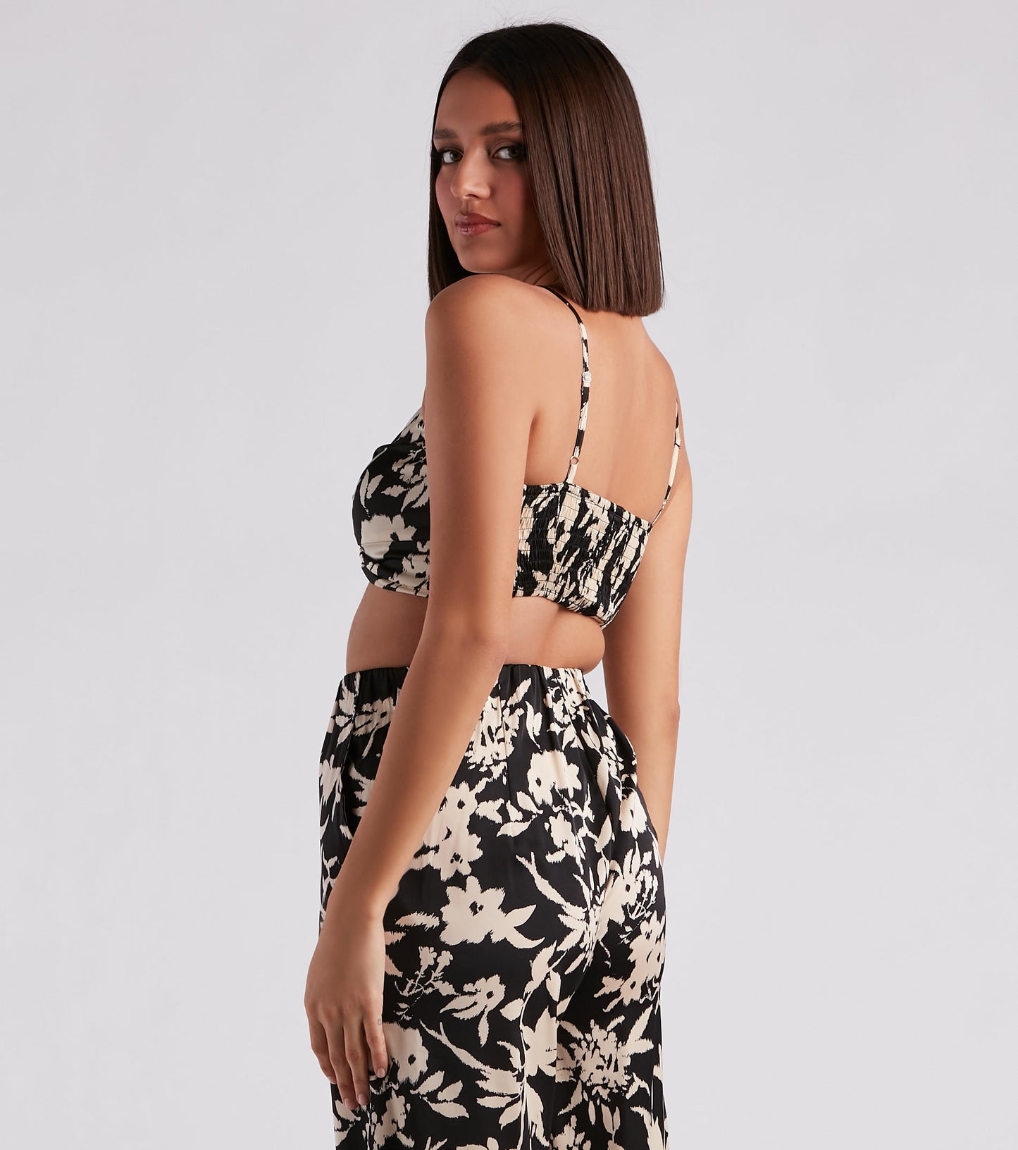 Major Muse Floral Satin Bra Top