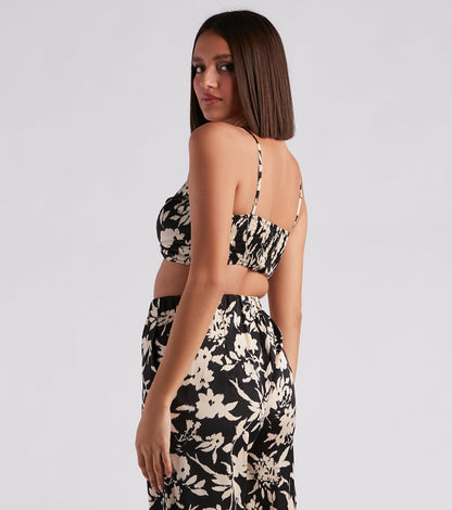 Major Muse Floral Satin Bra Top