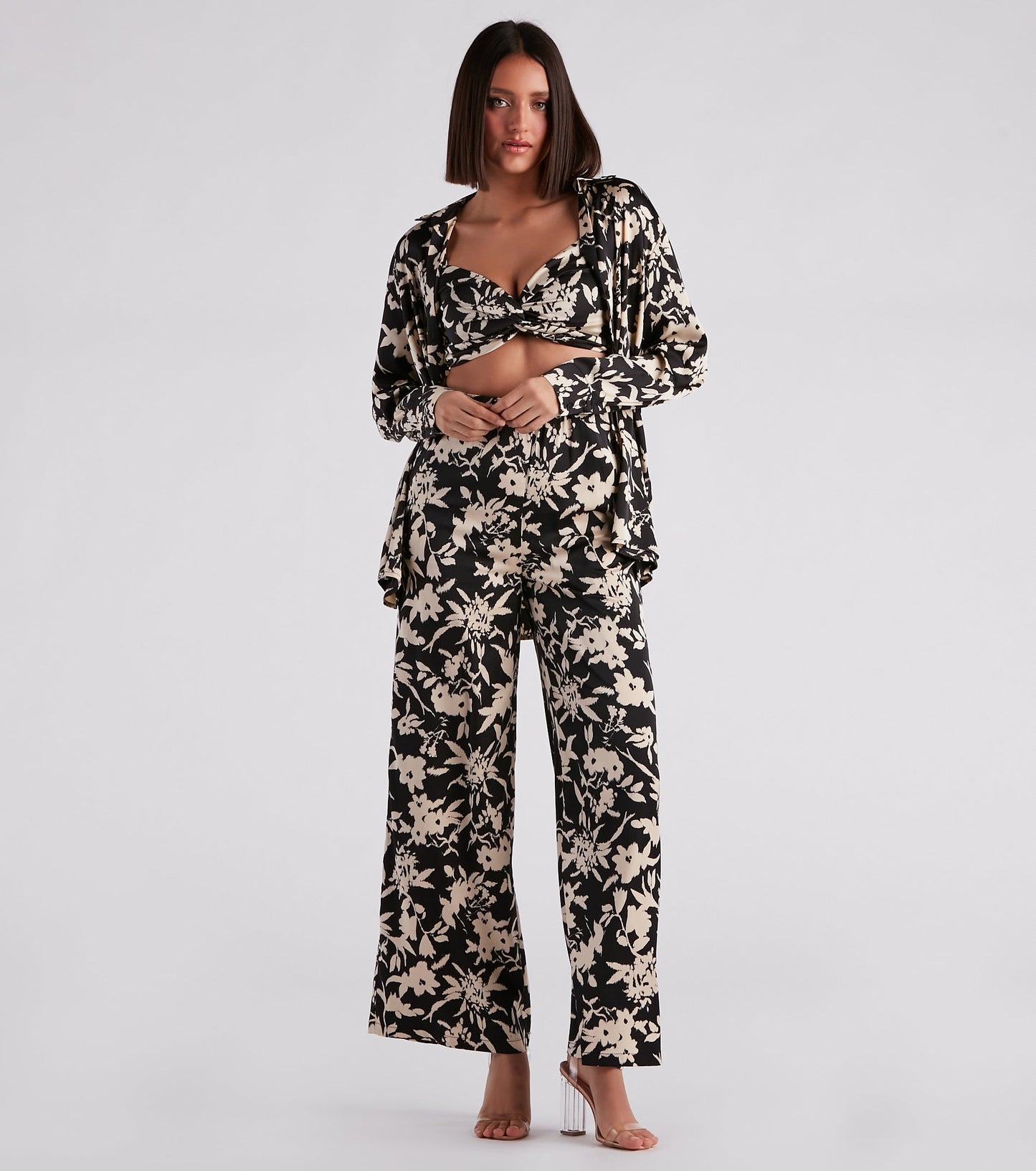 Major Muse Floral Satin Bra Top