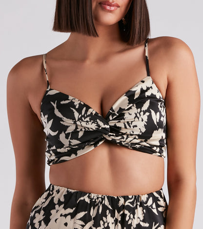 Major Muse Floral Satin Bra Top