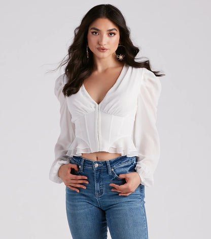 Chic Charm Chiffon Peplum Corset Top