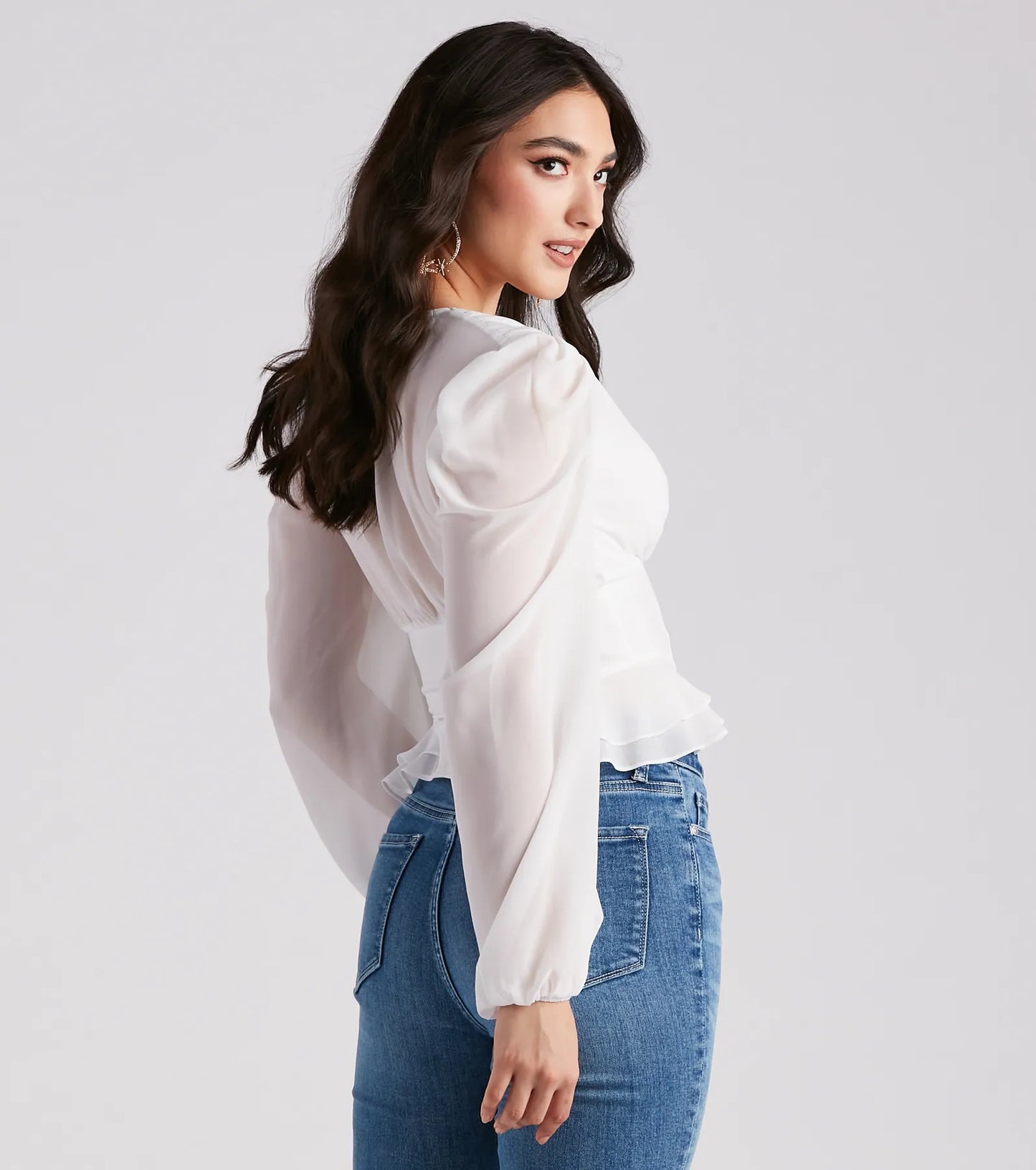 Chic Charm Chiffon Peplum Corset Top