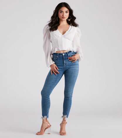 Chic Charm Chiffon Peplum Corset Top