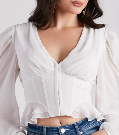 Chic Charm Chiffon Peplum Corset Top